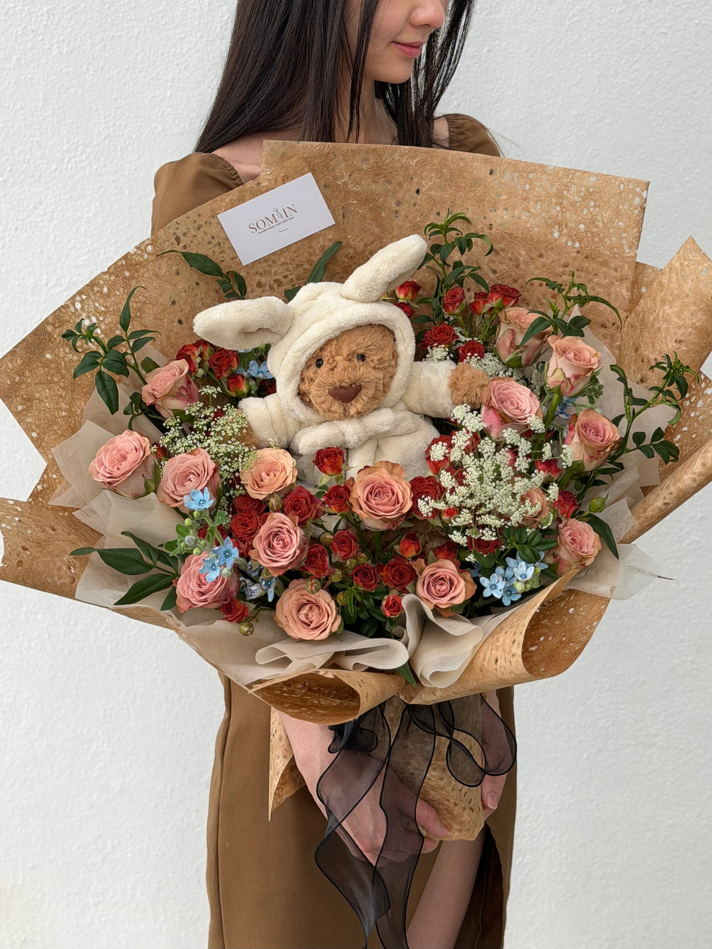 Yuzuki Teddy – Fresh Flower Bouquet